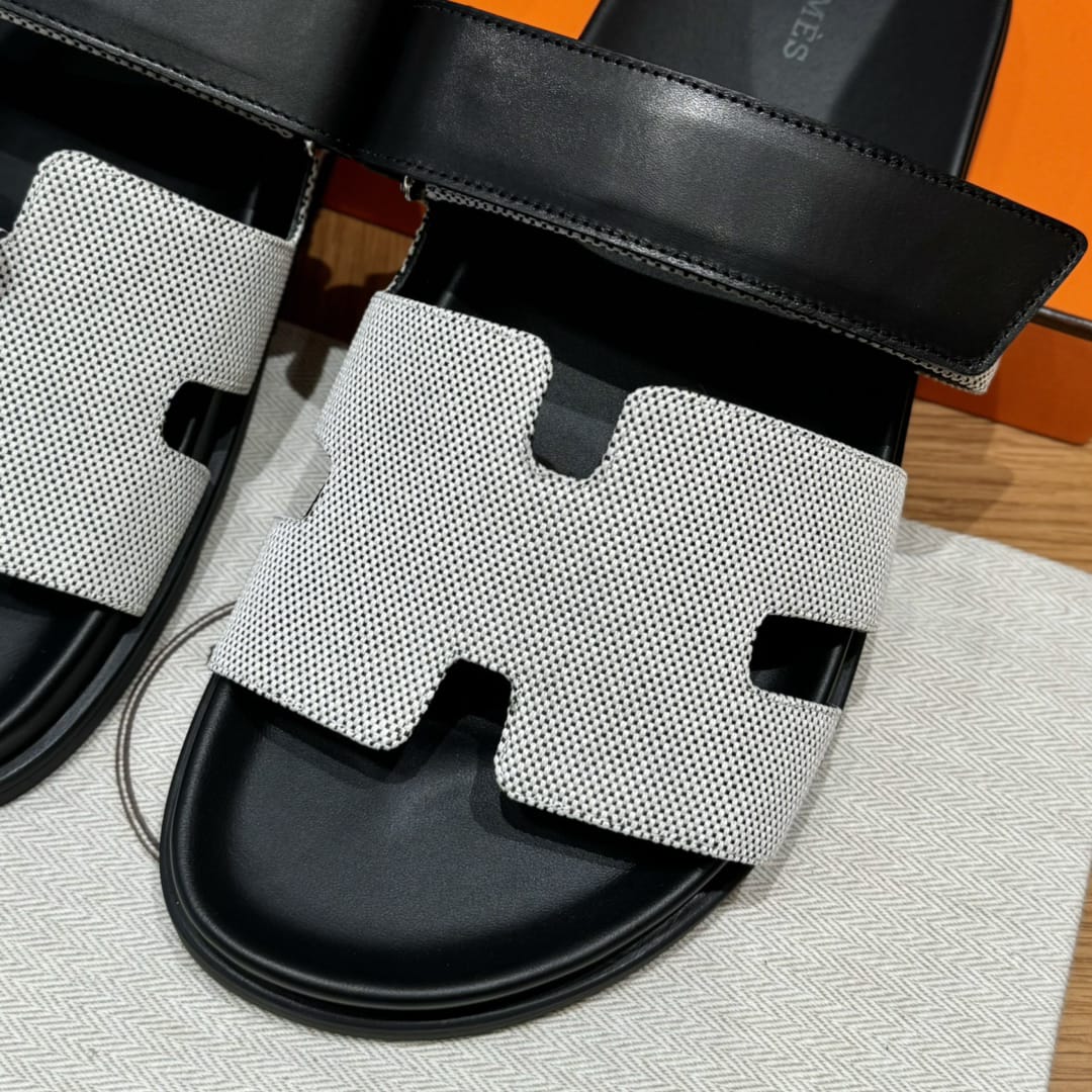 Sandales Chypre Hermès Noir & Blanc Crème